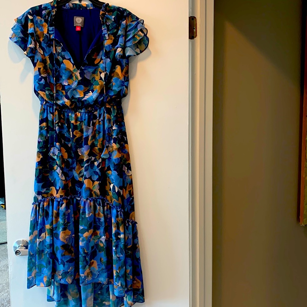 Vince Camuto fall floral chiffon high low maxi